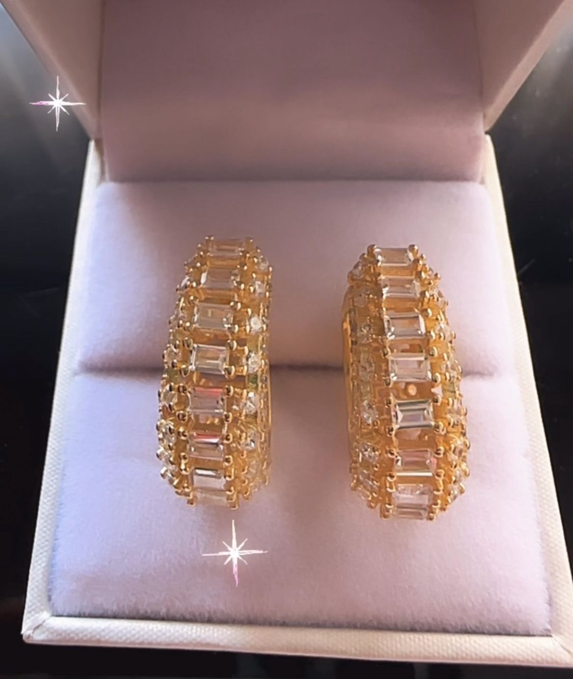 Caravanas de Plata Italiana bañadas en Oro 18 con circonias