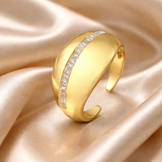 Anillo de Acero bañado en Oro