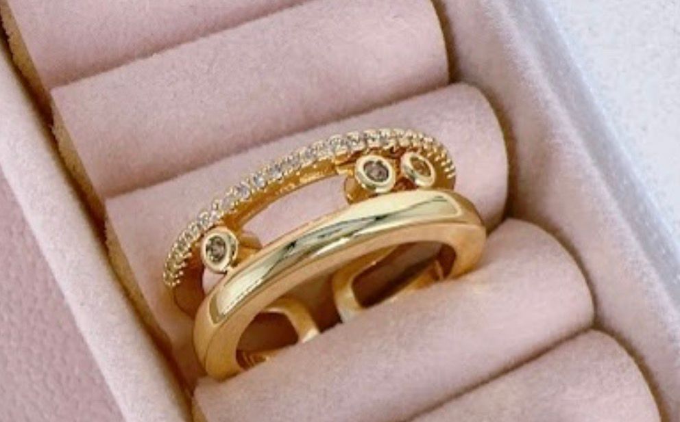 Anillo de Acero bañado en oro 18