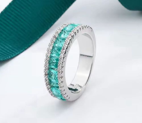 Anillo de acero y cristales Nro. 6