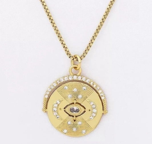 Cadena con medalla de acero y circonias