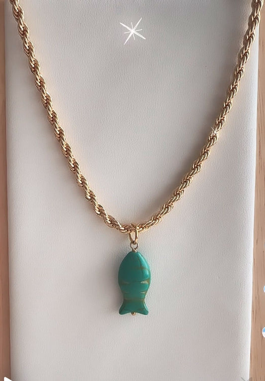 Cadena de acero con pez en resina