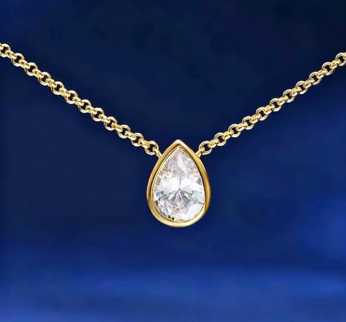 Cadena de Acero bañada en Oro 18 con dije de Circonia