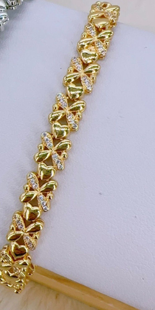 Pulsera de Acero bañada en Oro 18 y cristales