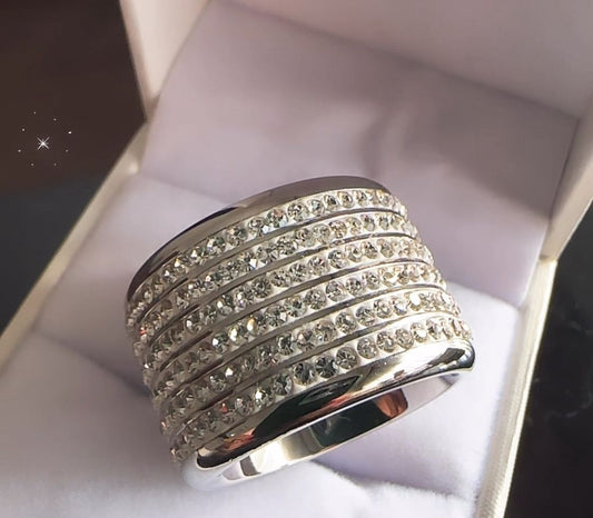 Anillo de Acero y Cristales No 8